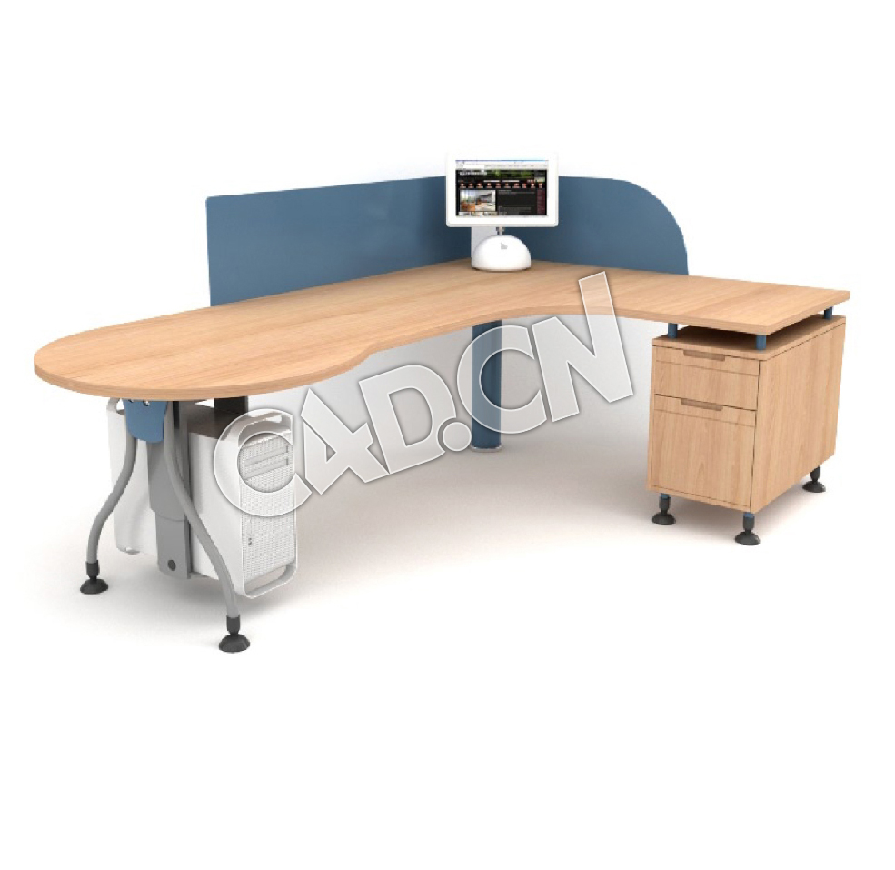 转角设计师单人电脑桌办公家具C4D模型 - C4D之家 - 36.jpg