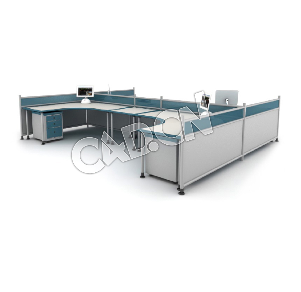 四人电脑桌办公桌办公家具C4D模型 - C4D之家 - 44.jpg