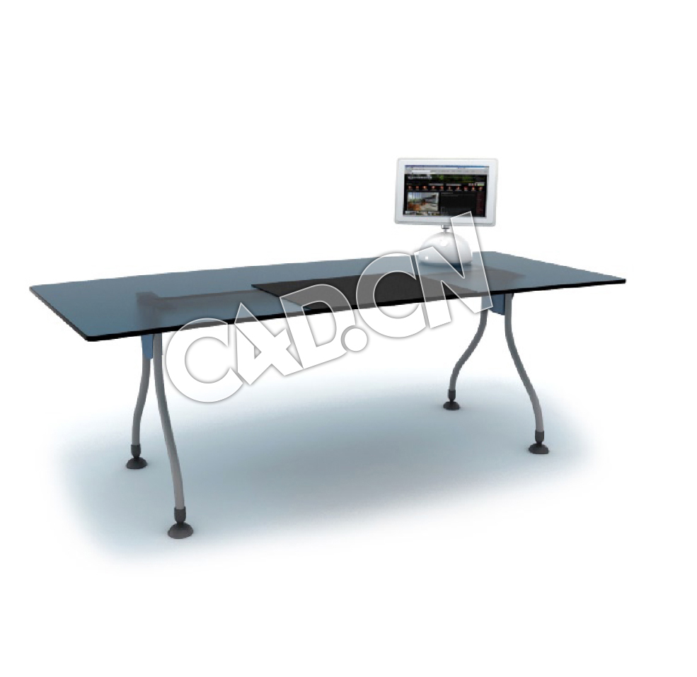 单人玻璃电脑桌办公家具C4D模型 - C4D之家 - 42.jpg