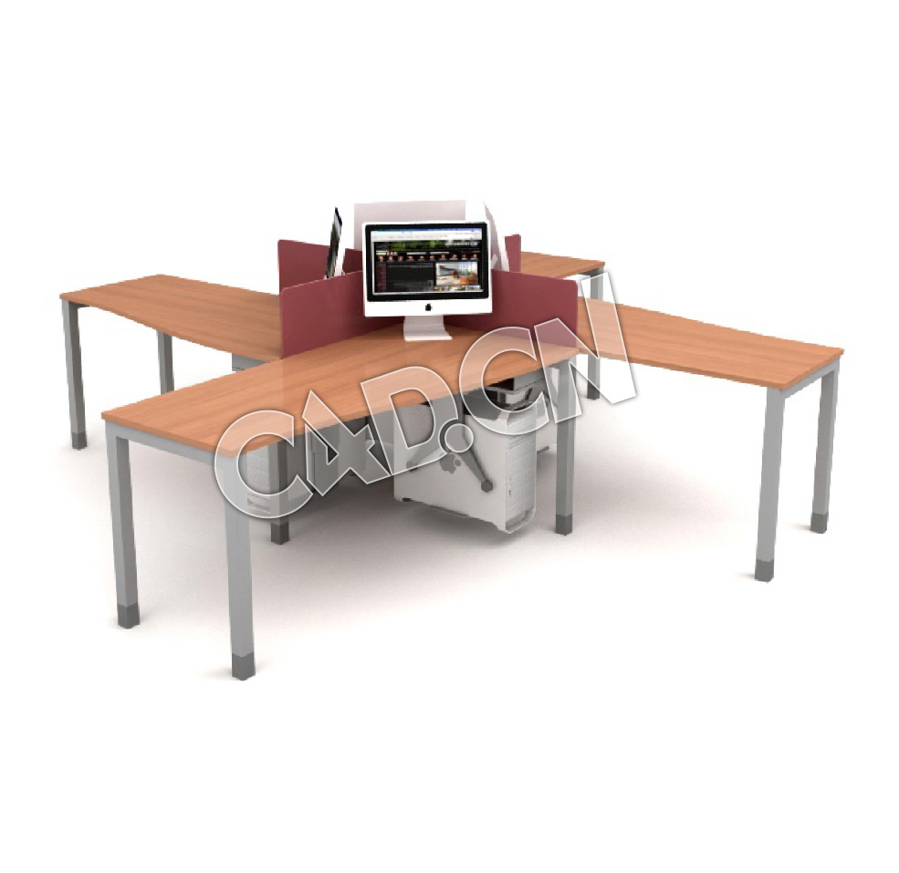 四人办公桌电脑桌办公家具C4D模型 - C4D之家 - 46.jpg