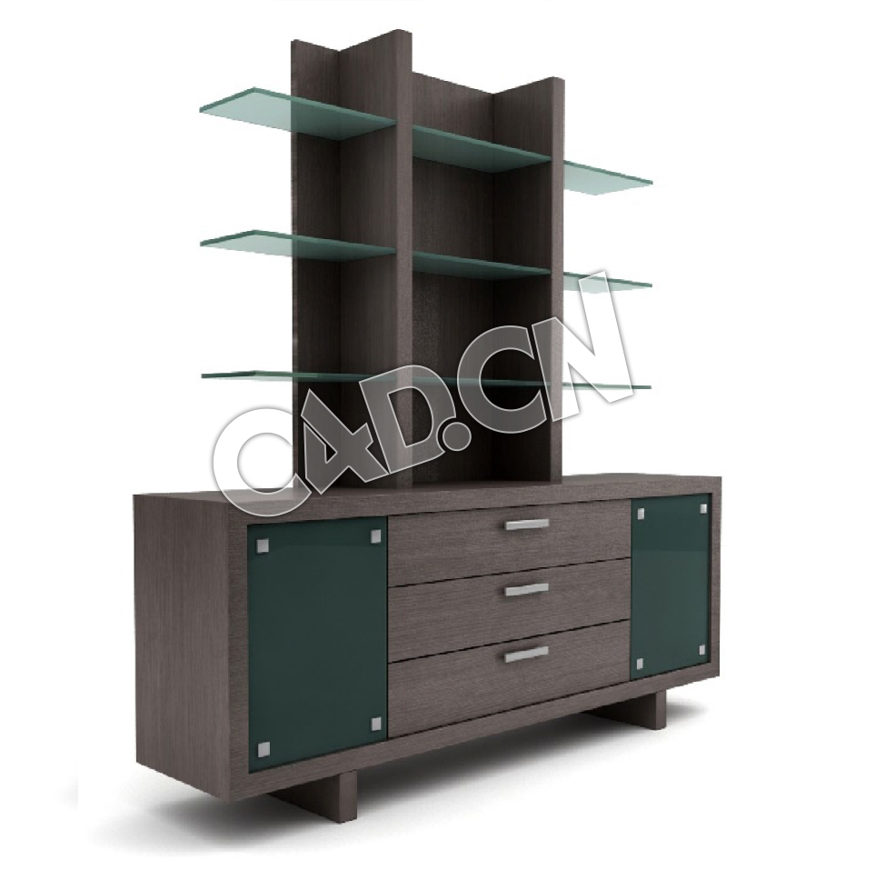 办公室书柜办公家具C4D模型