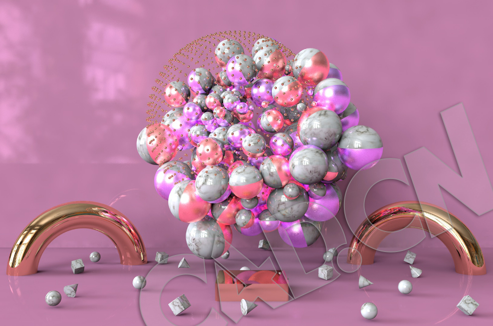 C4D彩球汇聚吸附动画工程文件 CINEMA 4D ABSTRACT ART - C4D之家 - 1.jpg