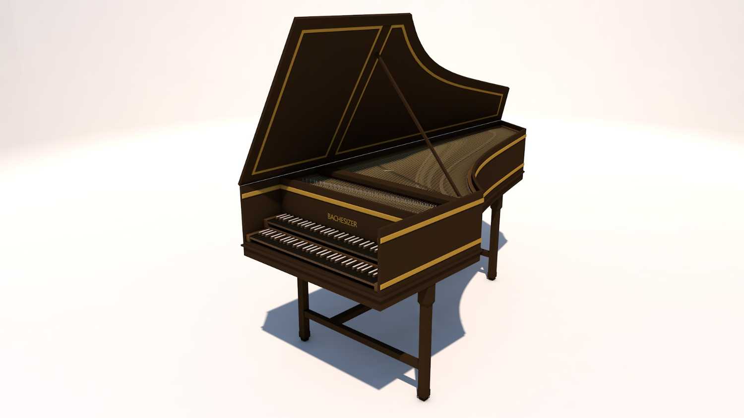巴洛克乐器 - 羽管键琴/大键琴 (Harpsichord) - C4D之家 - 羽管键琴渲染图