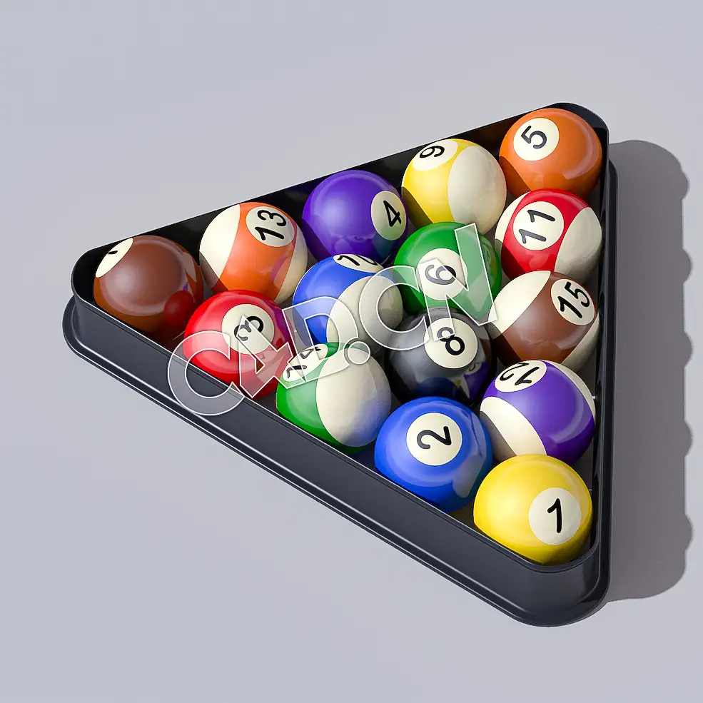 台球和架子C4D模型 Pool Balls & Rack
