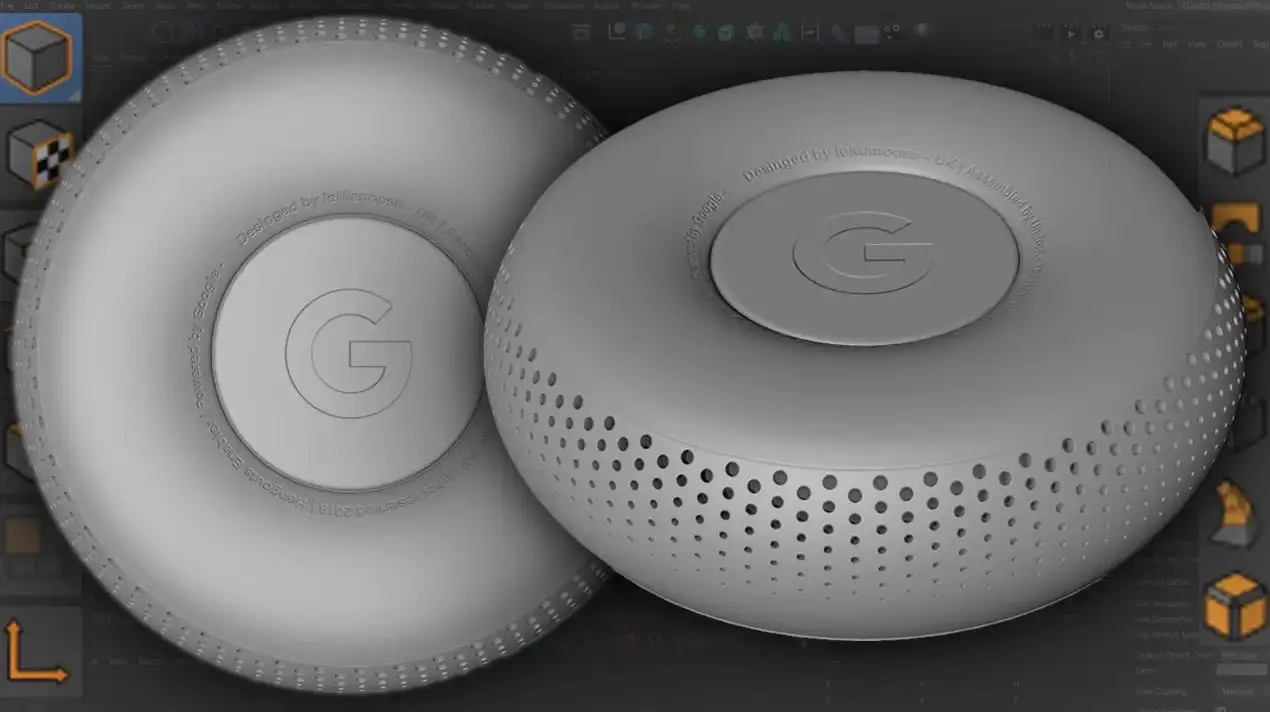 C4D工业建模谷歌环聊语音交互设备建模视频教程 Google Hangout Concept