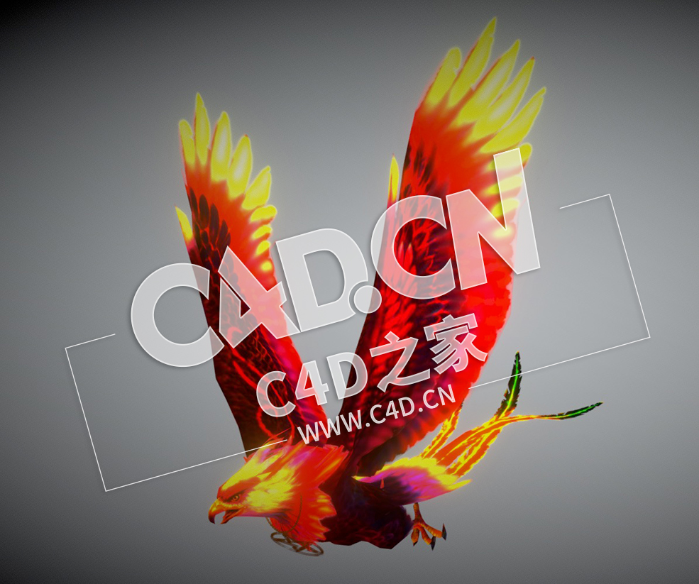 C4D飞翔的火凤凰模型 Phoenix - C4D之家 - 02.jpg