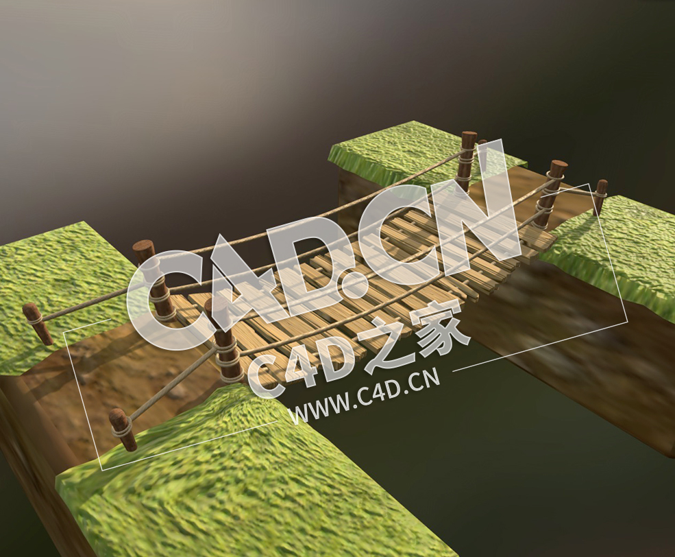 C4D卡通小木桥索桥模型 rope bridge
