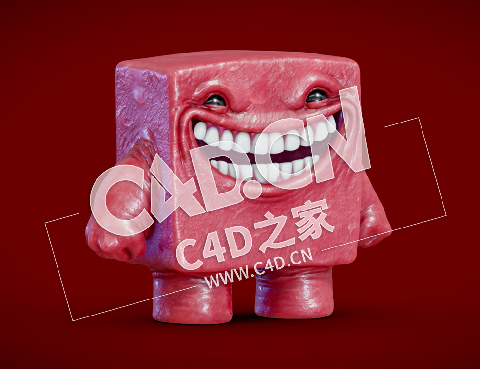 C4D方块大嘴人脸卡通角色模型 Super Meat Boy Free - C4D之家 - 29.jpg