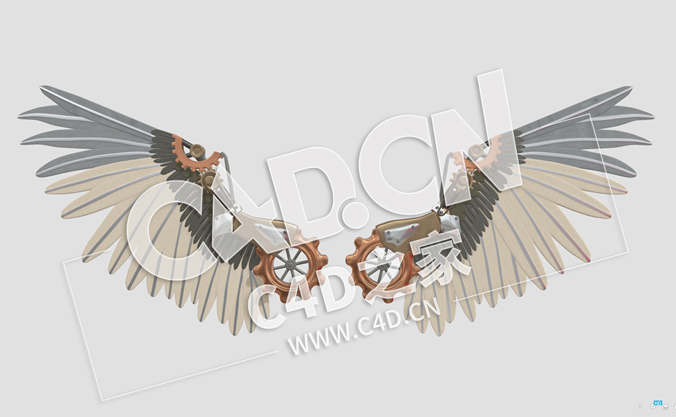 C4D蒸汽朋克机械翼模型 steampunk mechanical wings - C4D之家 - 27.jpg