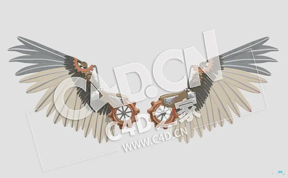 C4D蒸汽朋克机械翼模型 steampunk mechanical wings