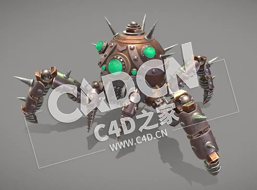 C4D蒸汽朋克蜘蛛机器人模型 Steampunk Spider Robot