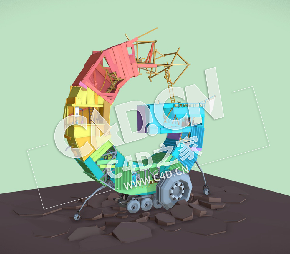 C4D创意木板文字G字母房子建筑模型 The Big G Building - C4D之家 - 33.jpg