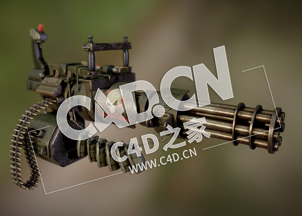 C4D科幻武器加特林机枪电影游戏道具模型 The Usurper
