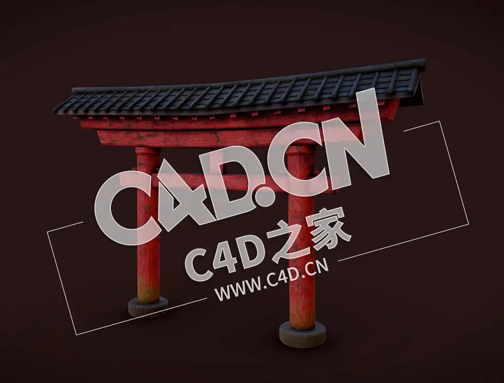C4D中式门楼古建筑模型 Torii Gate-1 - C4D之家 - 44.jpg