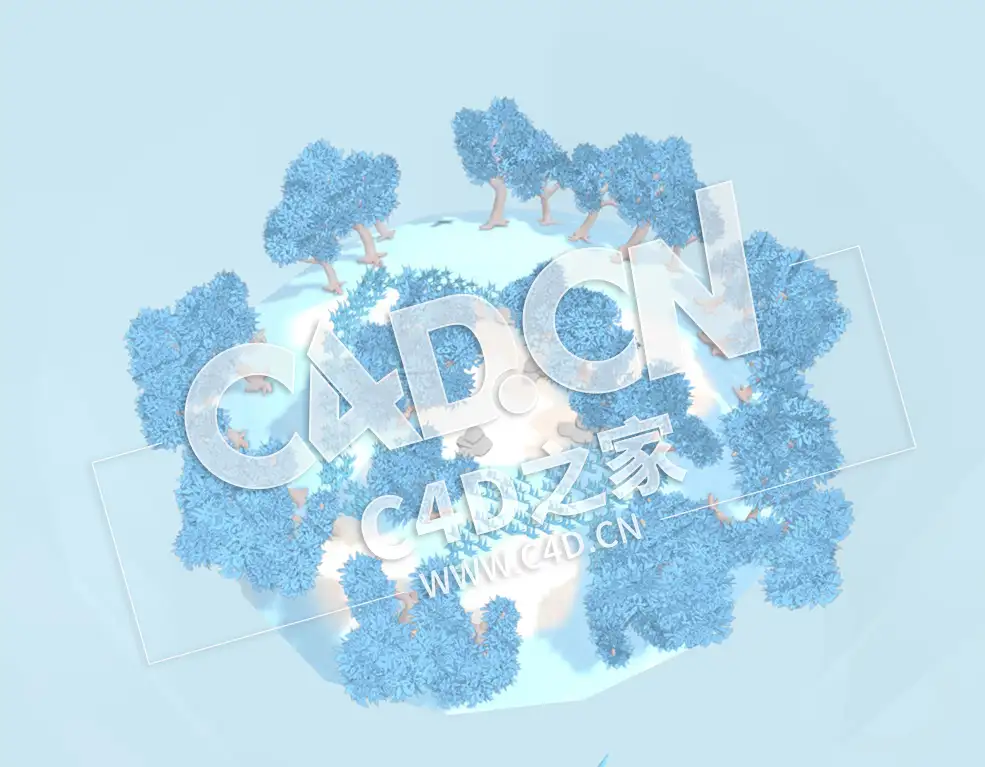 C4D低面卡通森林梦幻树林模型 VR Alien Forest