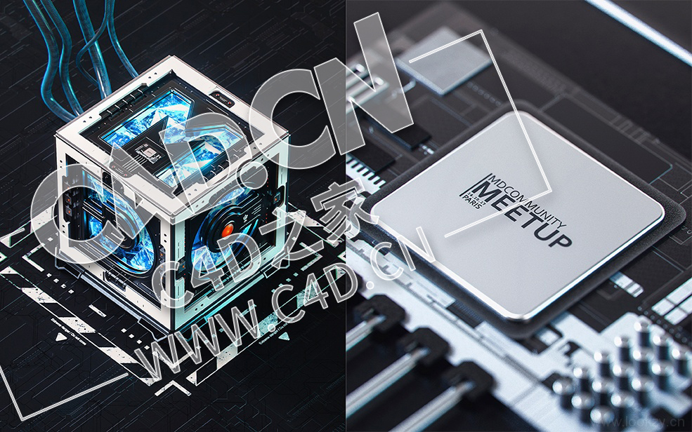 C4D OCTANE科技文字mdc场景cpu素材c4d oc创意工程