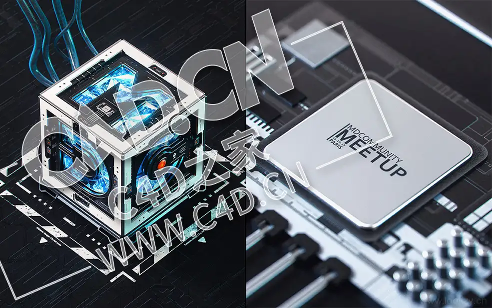 C4D OCTANE科技文字mdc场景cpu素材c4d oc创意工程
