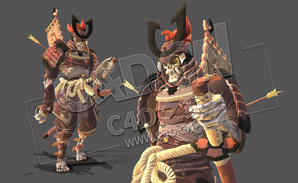 C4D僵尸武士骷髅将军游戏人物模型 Zombie Samurai concept - C4D之家 - 03.jpg