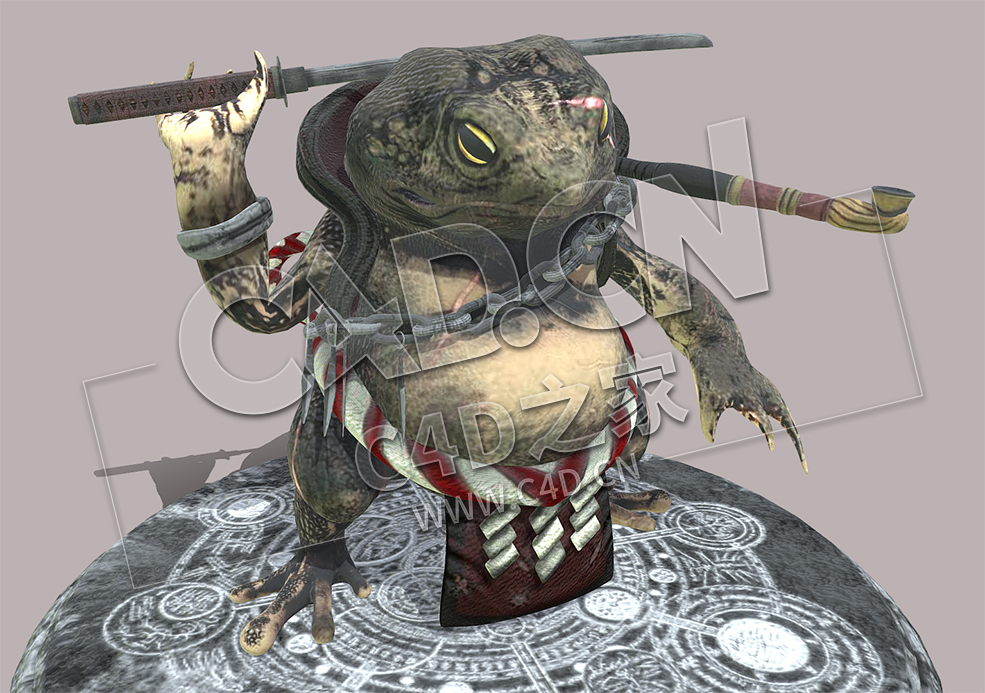 C4D吸烟的蛤蟆武士忍者蟾蜍卡通角色Shinobi Toad - C4D之家 - 09.jpg