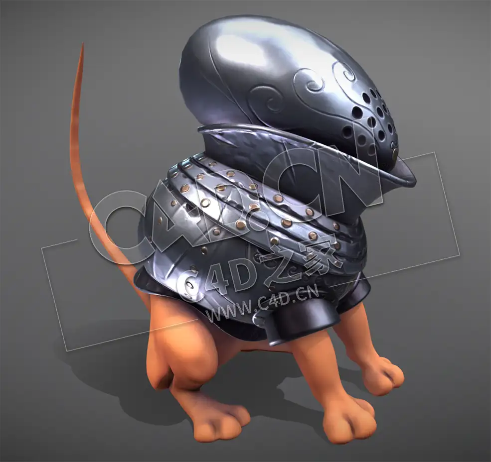 C4D卡通铠甲猫模型 cat