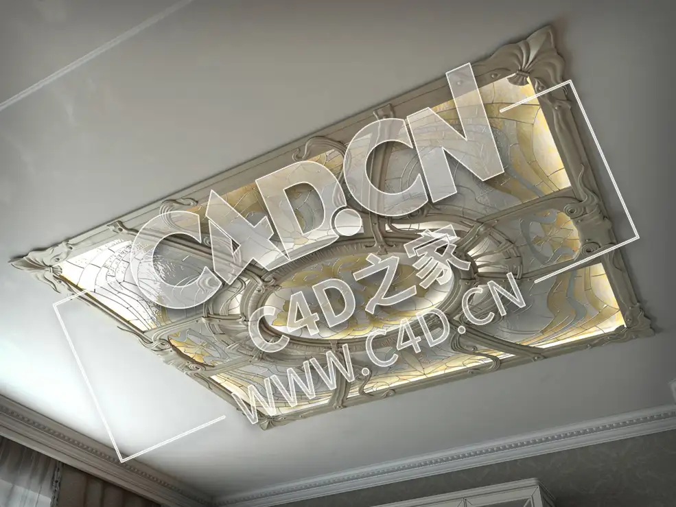 C4D欧式石膏雕花图案吸顶灯饰构件装饰花件模型_07 potolok - C4D之家 - 7.jpg