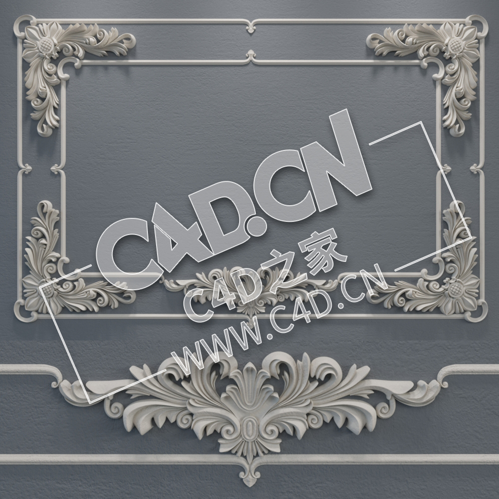C4D镜框花线画框欧式装饰雕花框模型_14 lepnina - C4D之家 - 14.jpg