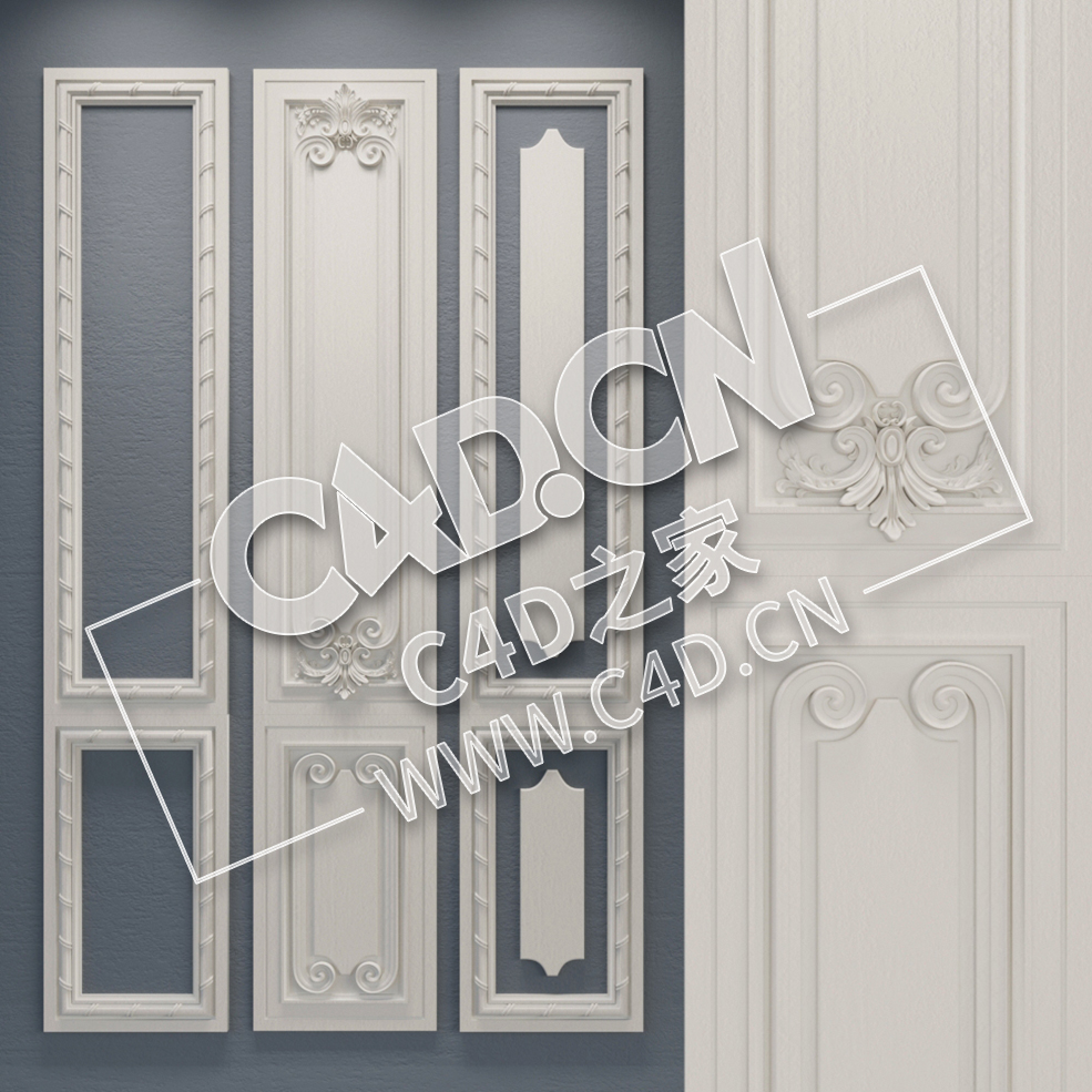 C4D欧式门线画框装饰线框模型_15 lepnina - C4D之家 - 15.jpg