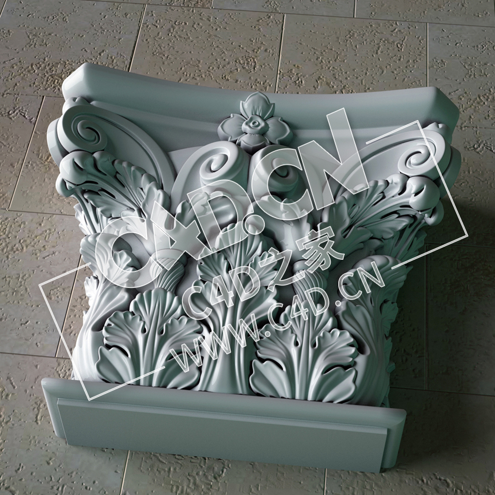 C4D欧式象鼻罗马柱头雕塑浮雕花构件模型_16 - C4D之家 - 16.jpg
