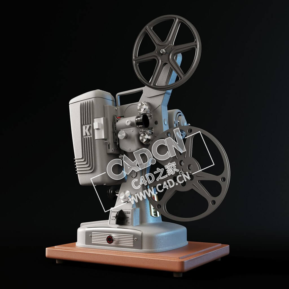 C4D露天怀旧胶片电影放映机模型 film projector - C4D之家 - 1605774481_2-1024x1024.jpg