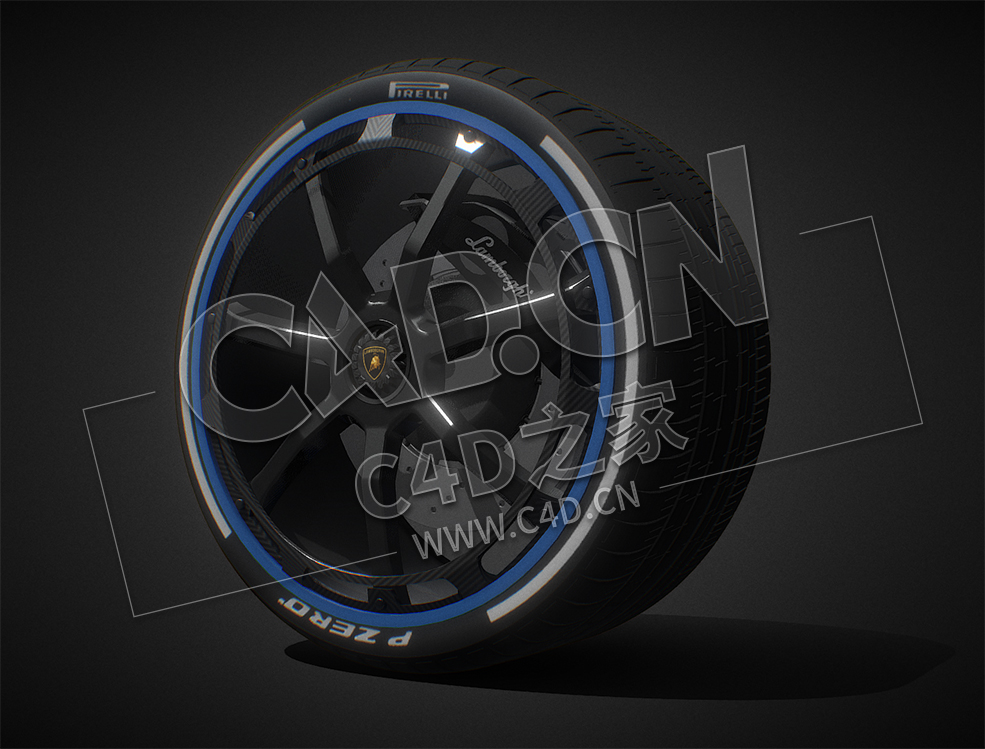 C4D兰博基尼跑车轮胎模型 Wheels - Lamborghini SC20