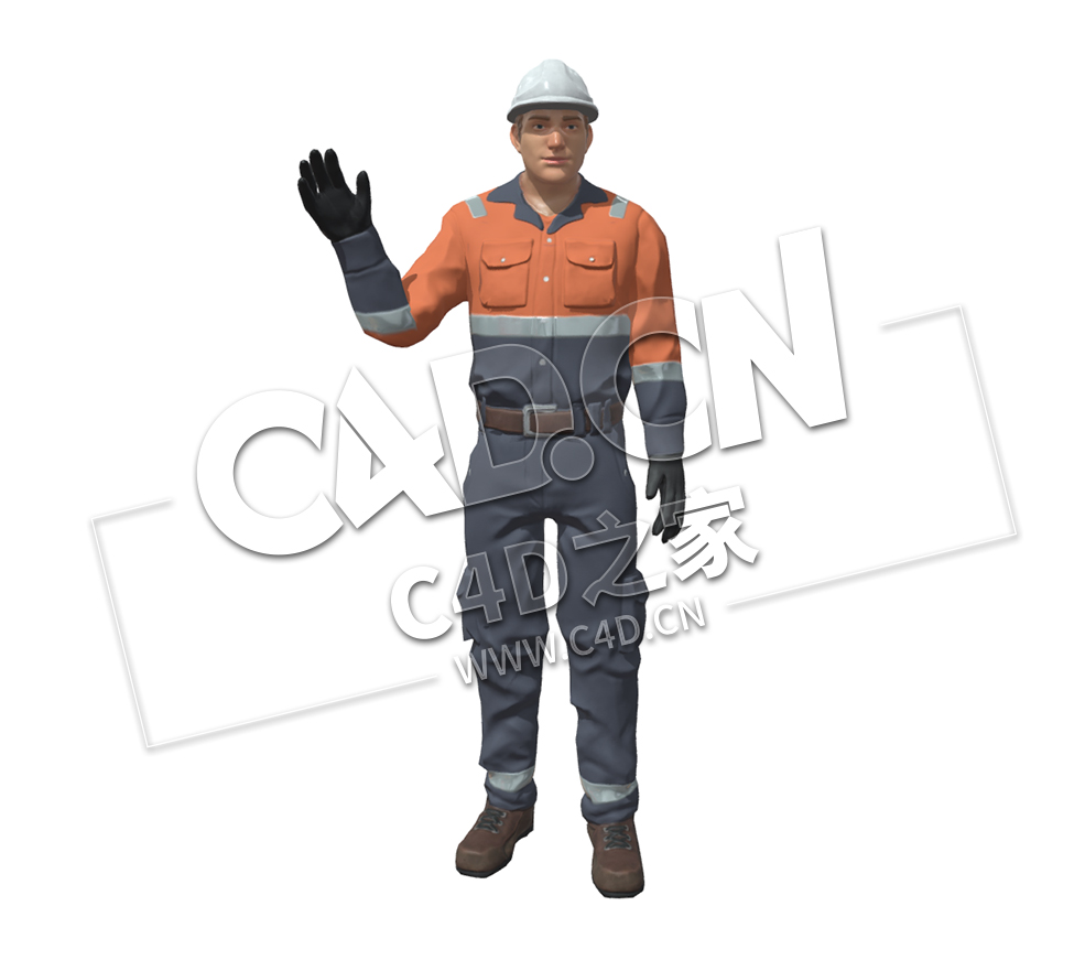 C4D戴安全帽的维修工人公路养护人员模型 stropalschik - C4D之家 - 50.jpg