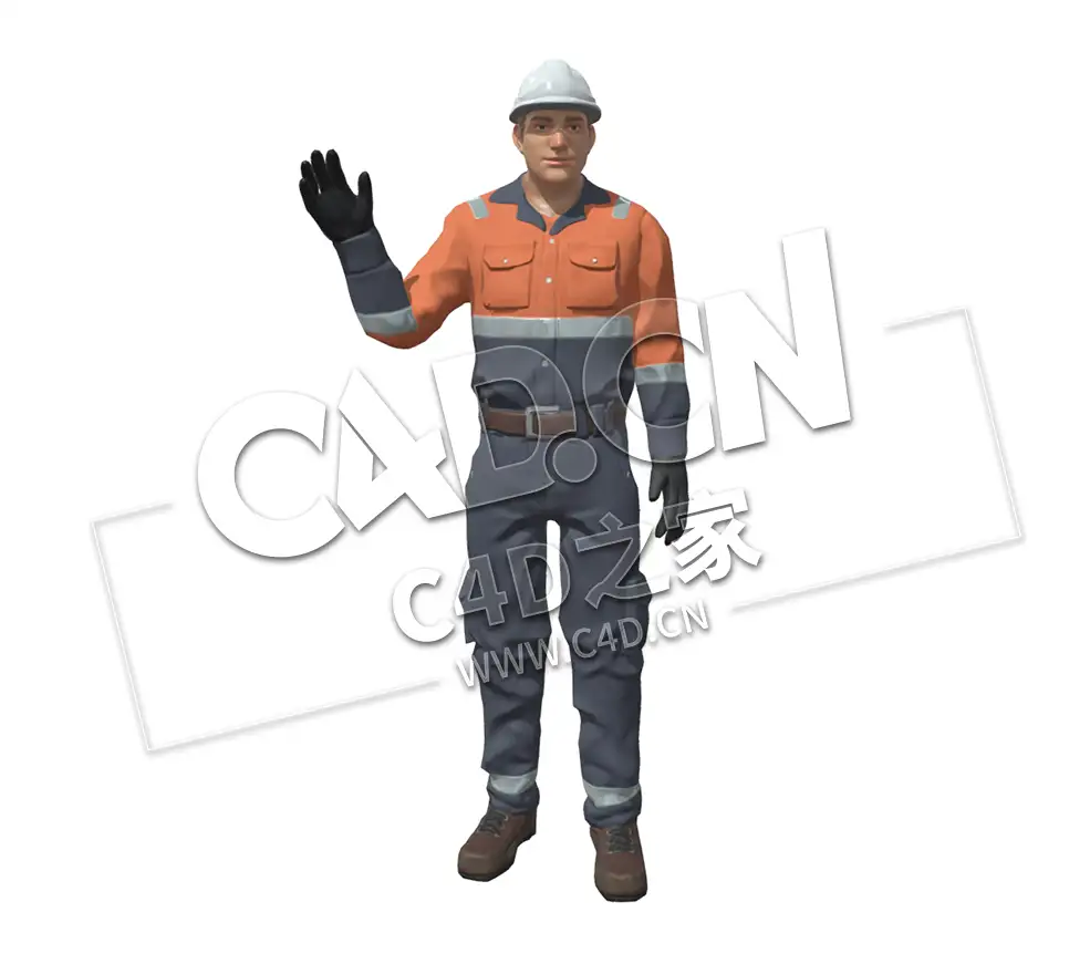C4D戴安全帽的维修工人公路养护人员模型 stropalschik - C4D之家 - 50.jpg