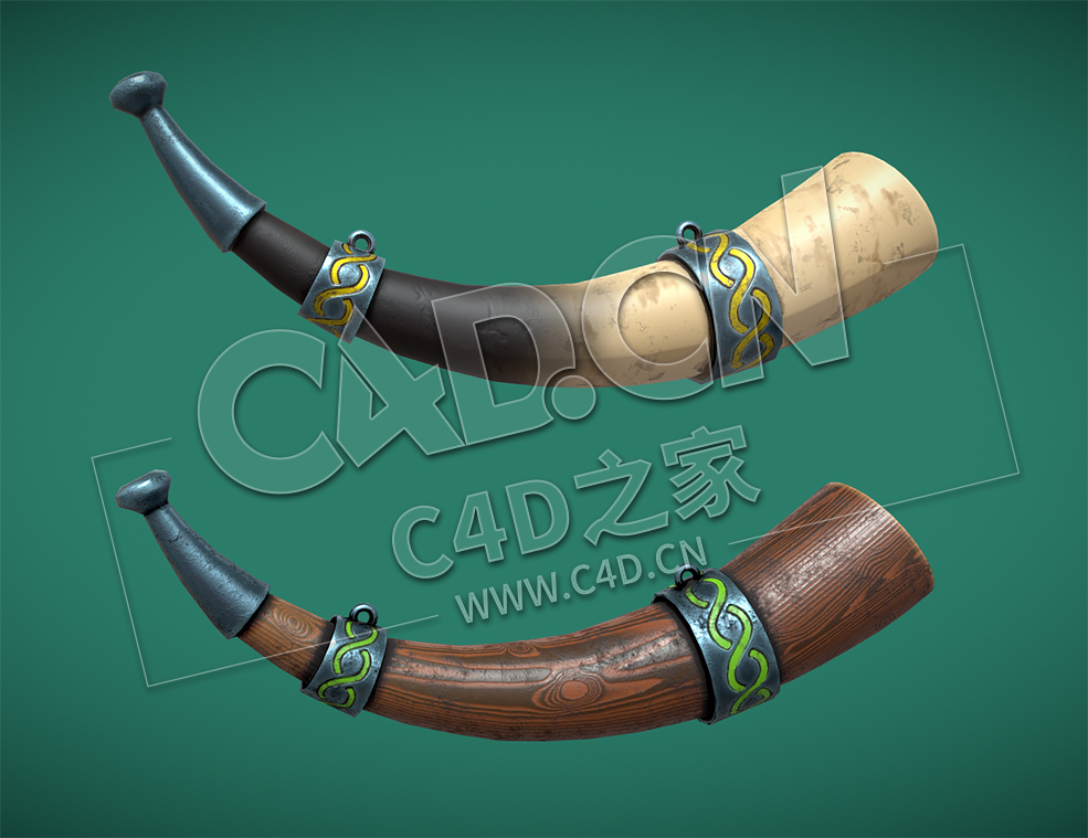 C4D牛角工艺品模型