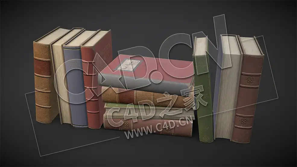 C4D复古书籍模型