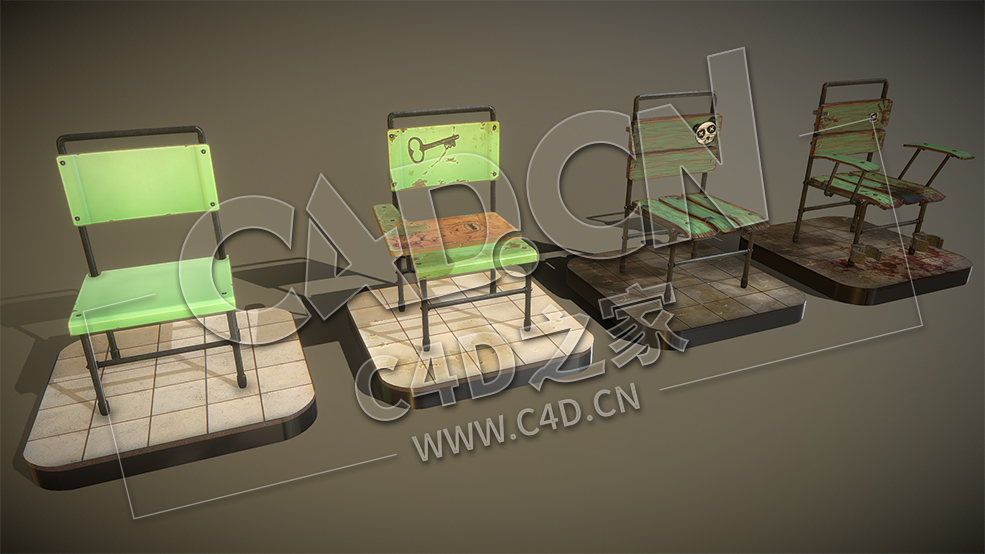 C4D四把生锈的简易椅子模型 Chair_Collection - C4D之家 - 57.jpg