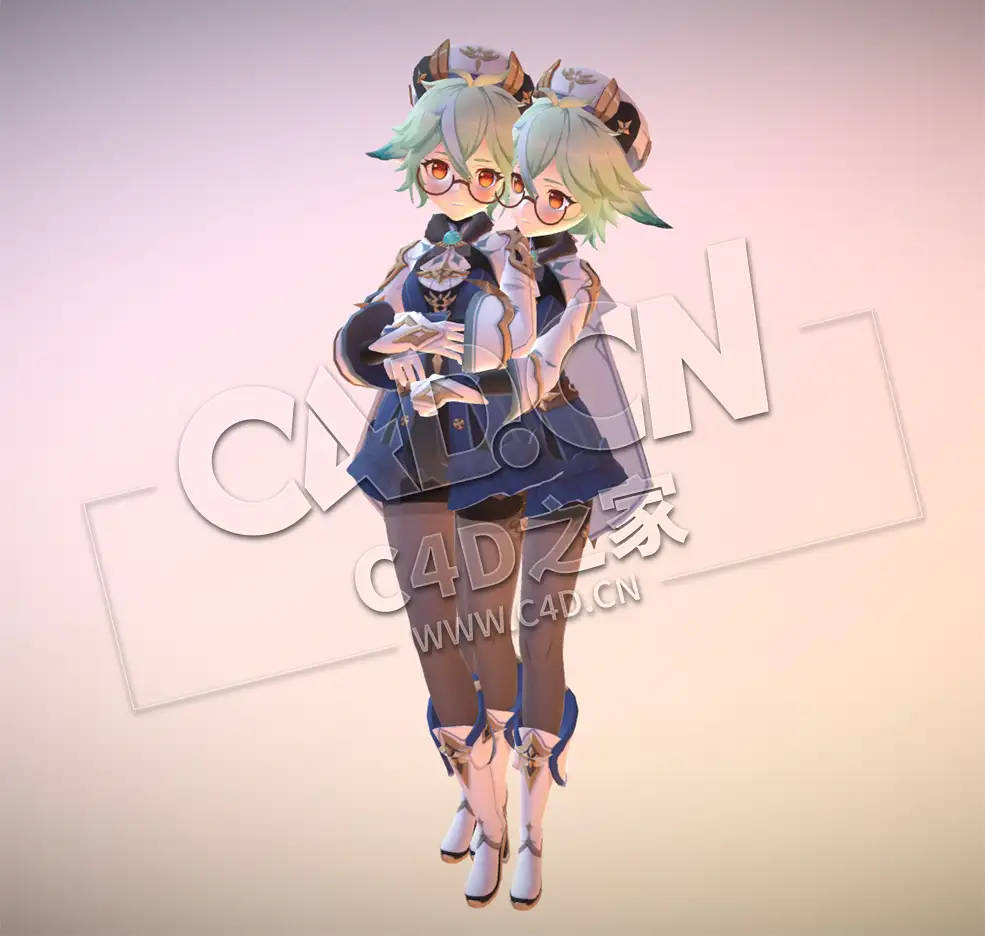 C4D卡通女孩动漫人物模型 Sucrose