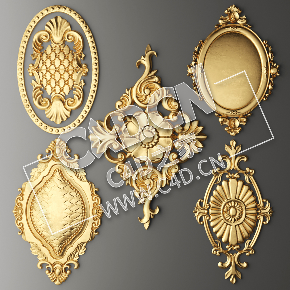 C4D欧式浮雕花构件装饰花件浮雕构件挂件套口雕花立体雕花外墙雕花模型 SET ROSSETE - C4D之家 - 38.jpg