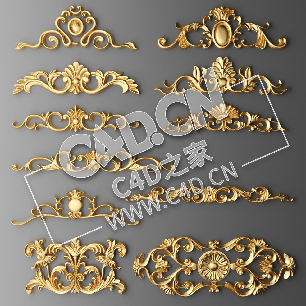 C4D欧式浮雕花构件装饰花件浮雕构件挂件套口雕花立体雕花外墙雕花模型_41 - C4D之家 - 41.jpg