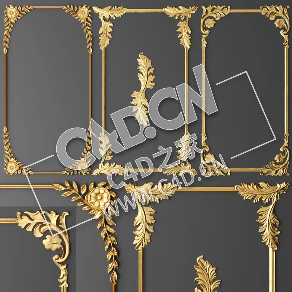 C4D镜框花线画框欧式装饰雕花框模型_53 SET FRAME 56TRED - C4D之家 - 53.jpg