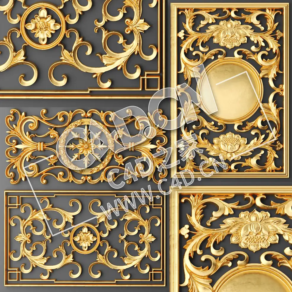 C4D装饰花件欧式花纹图案装饰雕花构件模型_54 SET PAN77TR - C4D之家 - 54.jpg