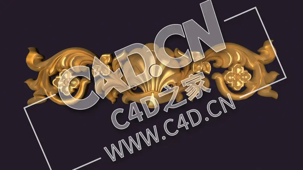 C4D欧式浮雕花构件装饰花件浮雕构件挂件立体雕花模型 molding with flowers and leave - C4D之家 - 58.jpg