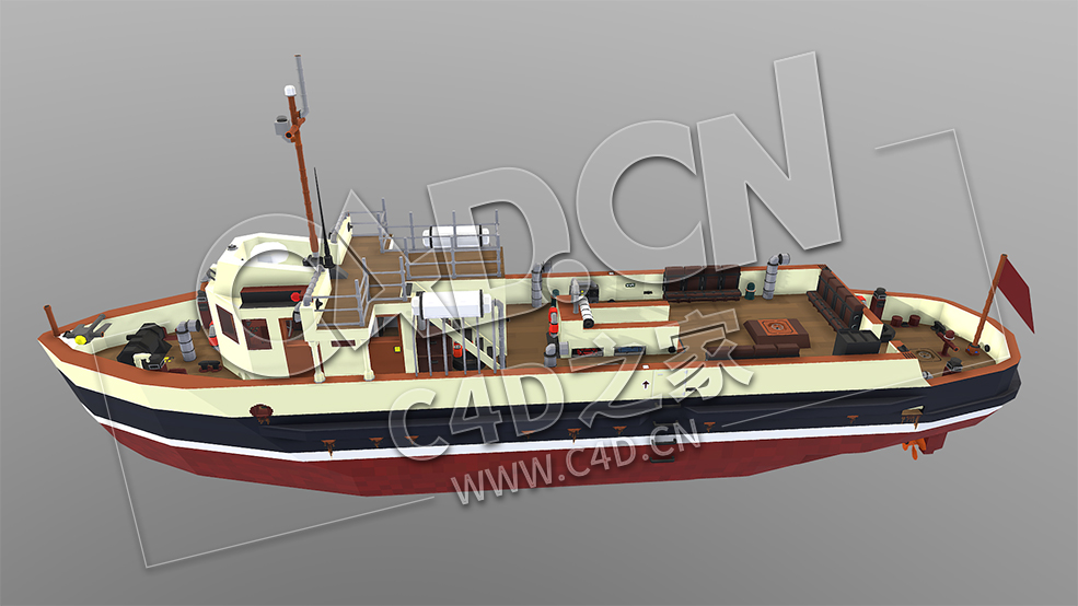 C4D低面卡通游船模型 Banfield - C4D之家 - 62.jpg