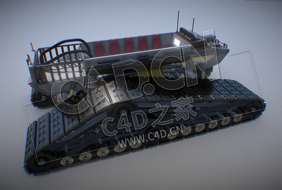 C4D履带坦克运输车模型 tank
