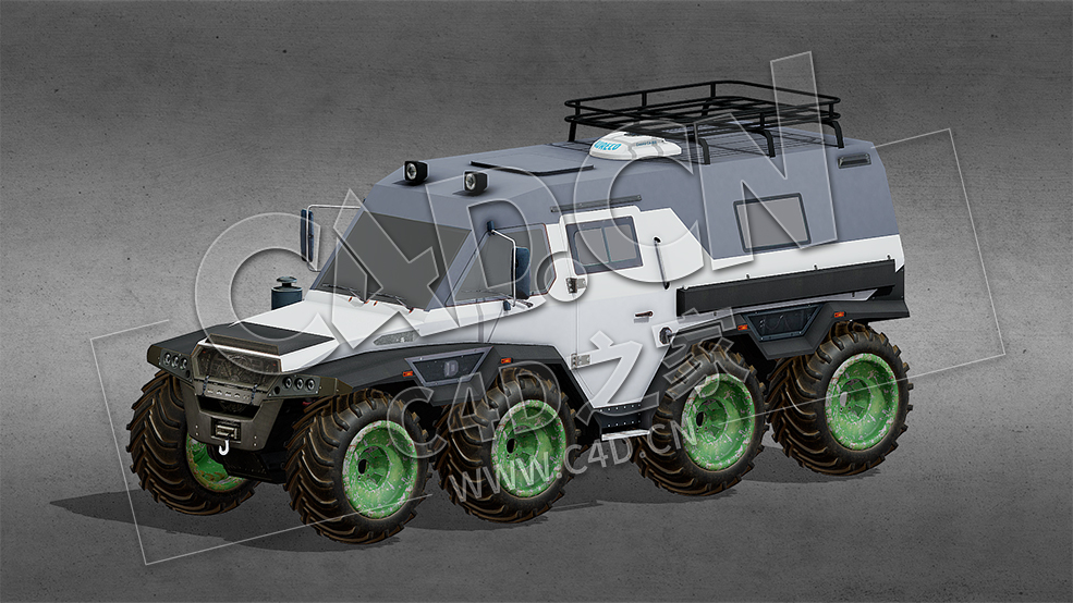 C4D八轮装甲车汽车模型 8 Wheeler