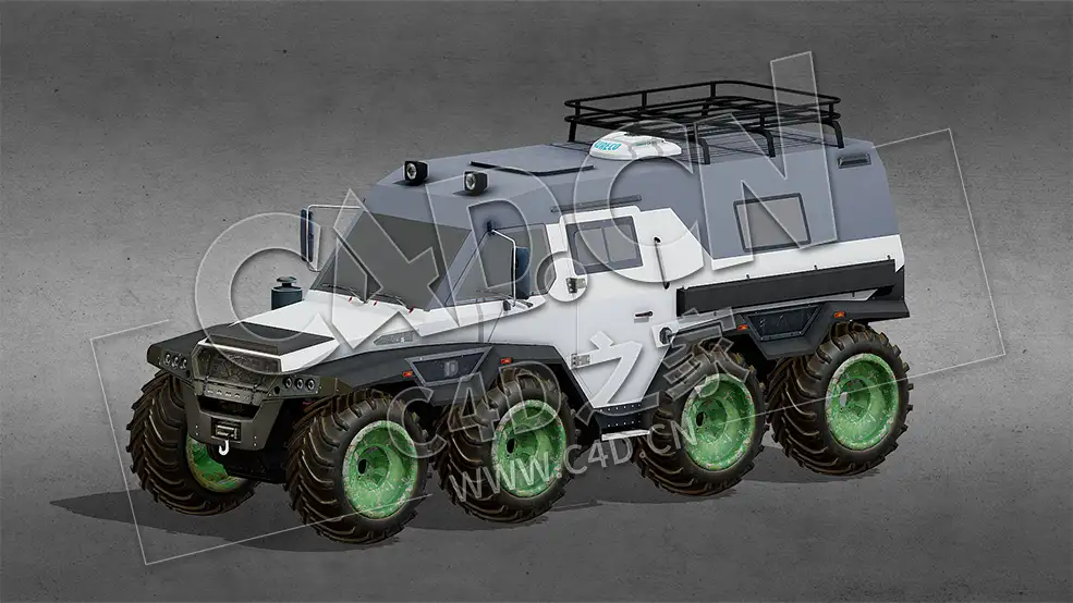 C4D八轮装甲车汽车模型 8 Wheeler