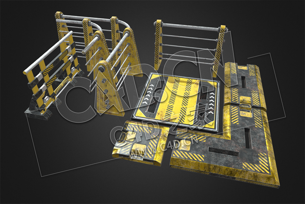 C4D科幻警示围栏金属机甲地面模型 sfBridgePack - C4D之家 - 73.jpg