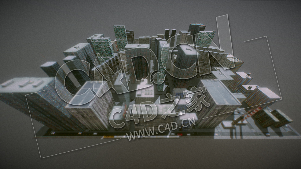 C4D低面城市高楼大厦模型 city