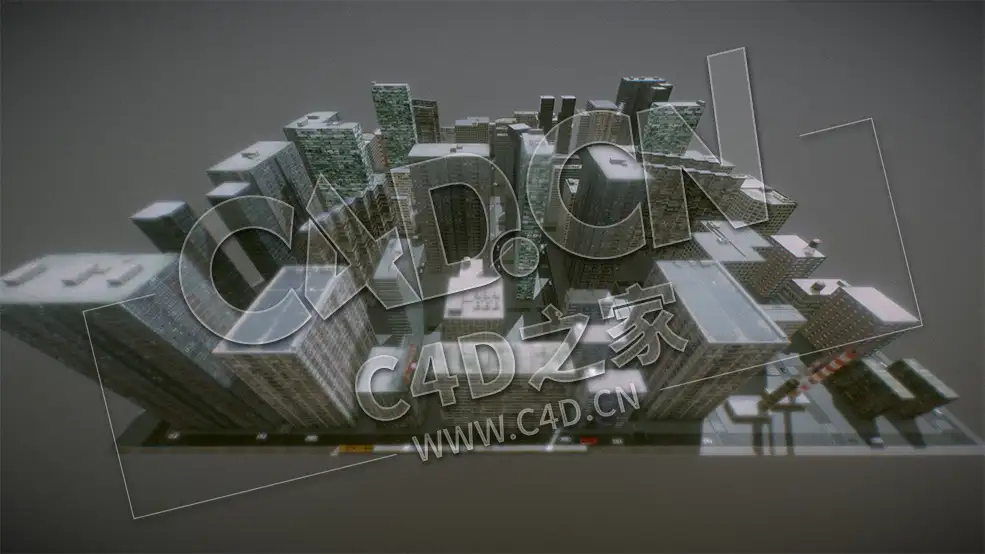 C4D低面城市高楼大厦模型 city