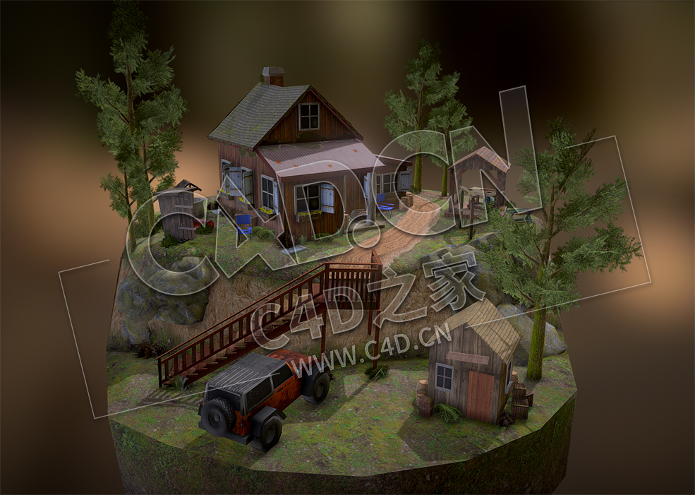 C4D低面山上的房子小木屋模型 - C4D之家 - 82.jpg