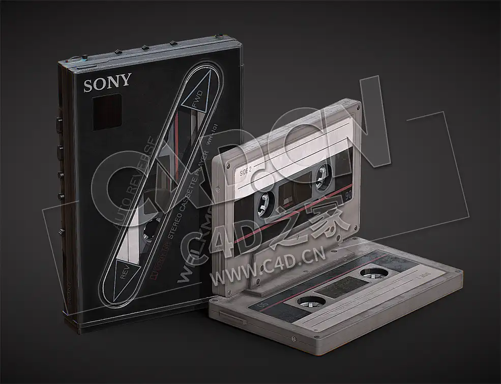 C4D索尼随身听磁带模型 sony
